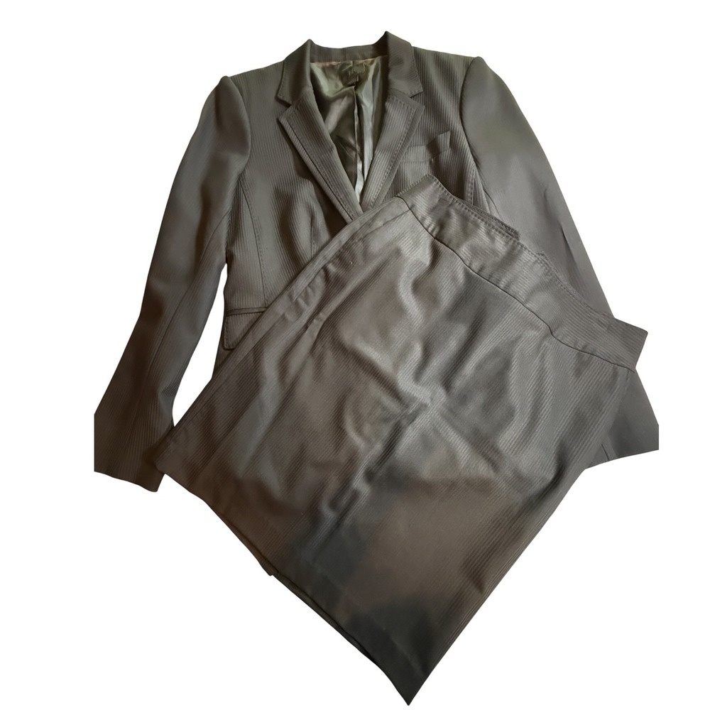 Banana Republic Black Stripe Skirt Suit Set Blazer 12 Skirt 10 Stretch